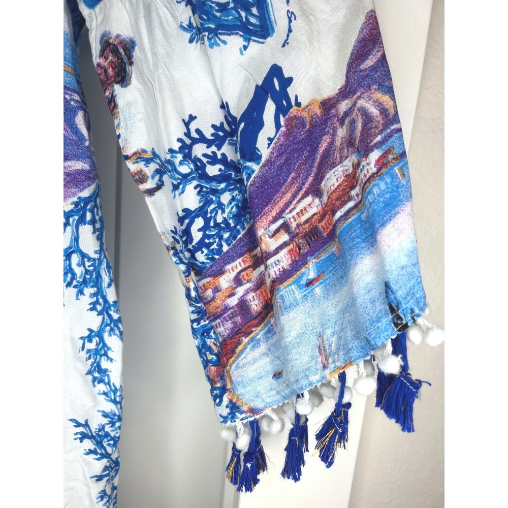 NEW Antica Sartoria Giacomo Cinque Positano Coral Print Sequin Tassel Dress L/XL - Picture 4 of 10